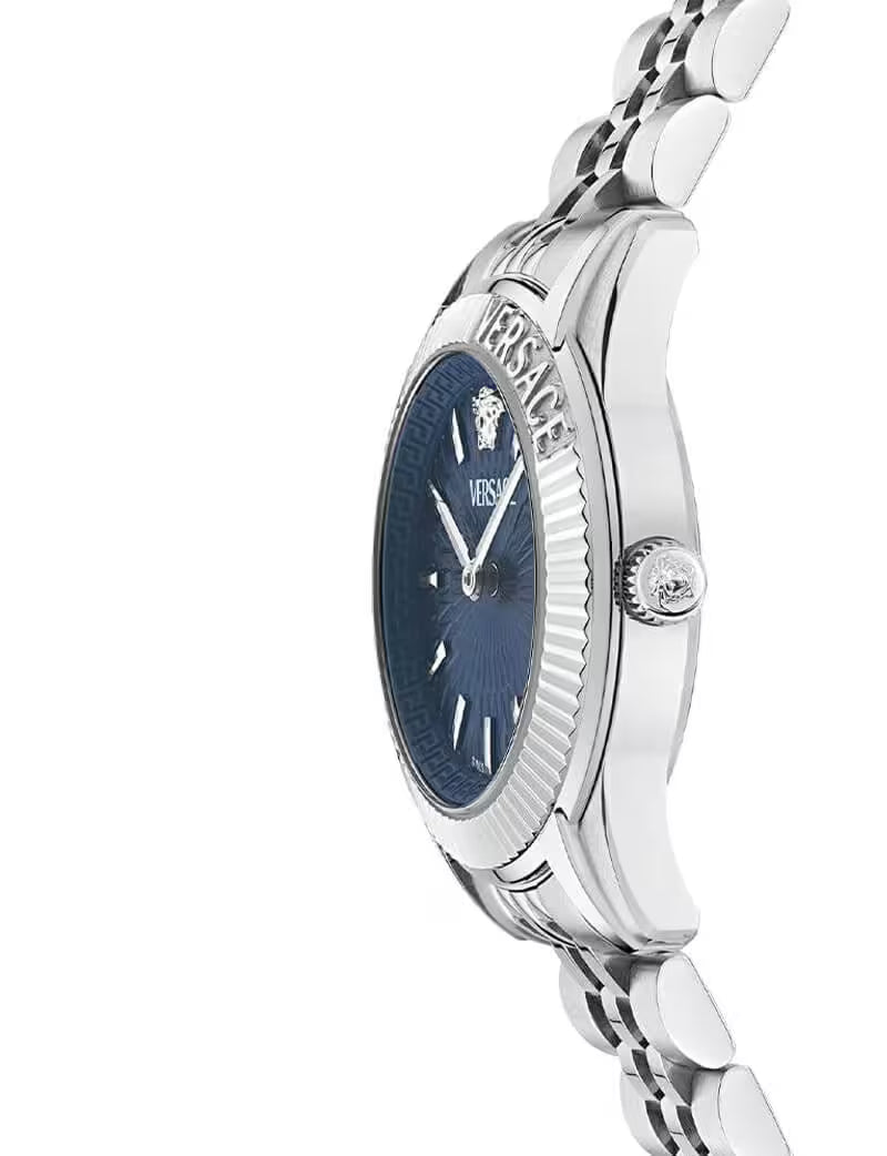 Women's Versace Greca Dome Quartz Blue Dial Stainless Steel Watch 37mm - VE9CA0124