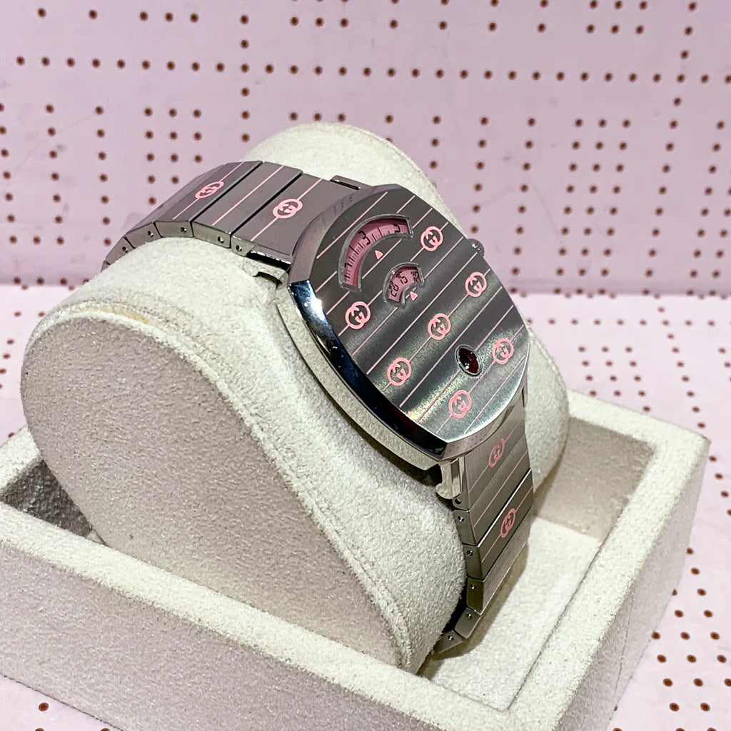 Unisex GUCCI Grip silver pink watch - YA157438