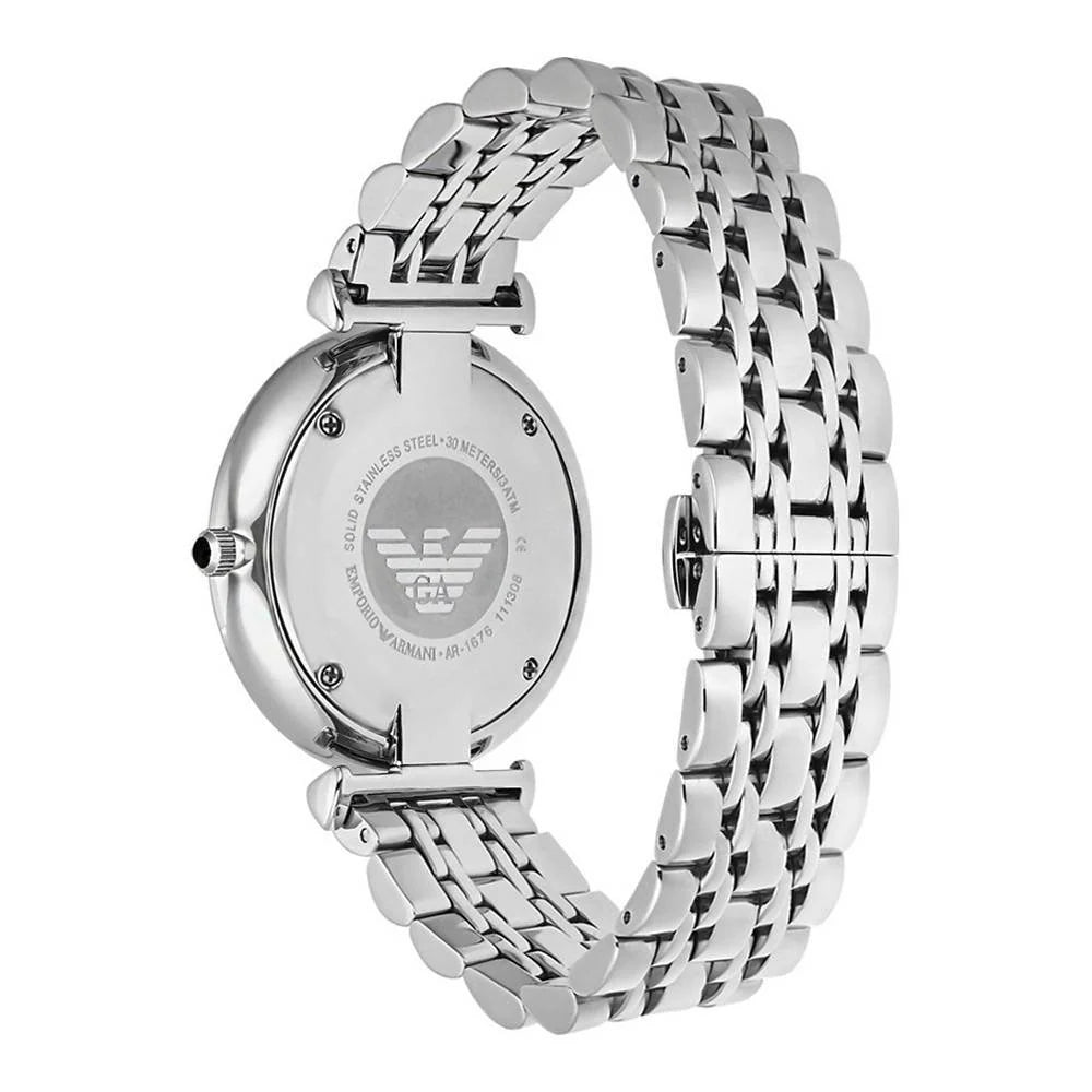 Men's Emporio Armani Retro Black Dial Silver Watch - AR1676