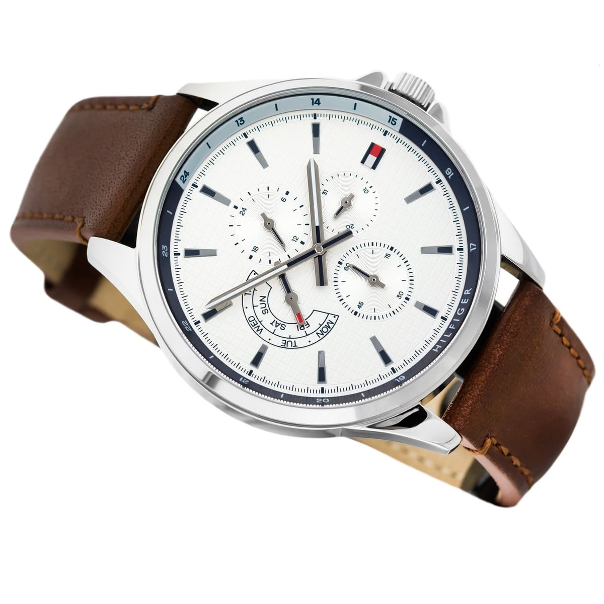 Men's Tommy Hilfiger Brown Leather Shawn 44mm Watch - 1791614