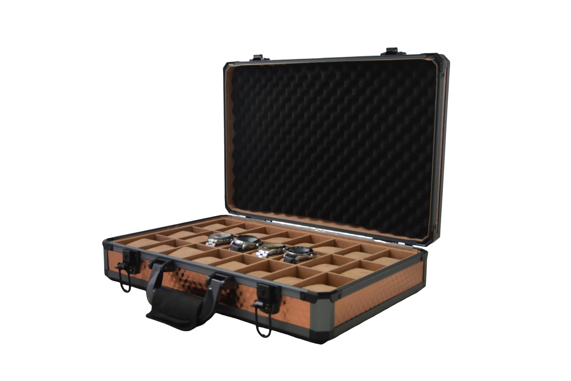 Rose Gold 24-Slot Aluminum Alloy Watch Suitcase