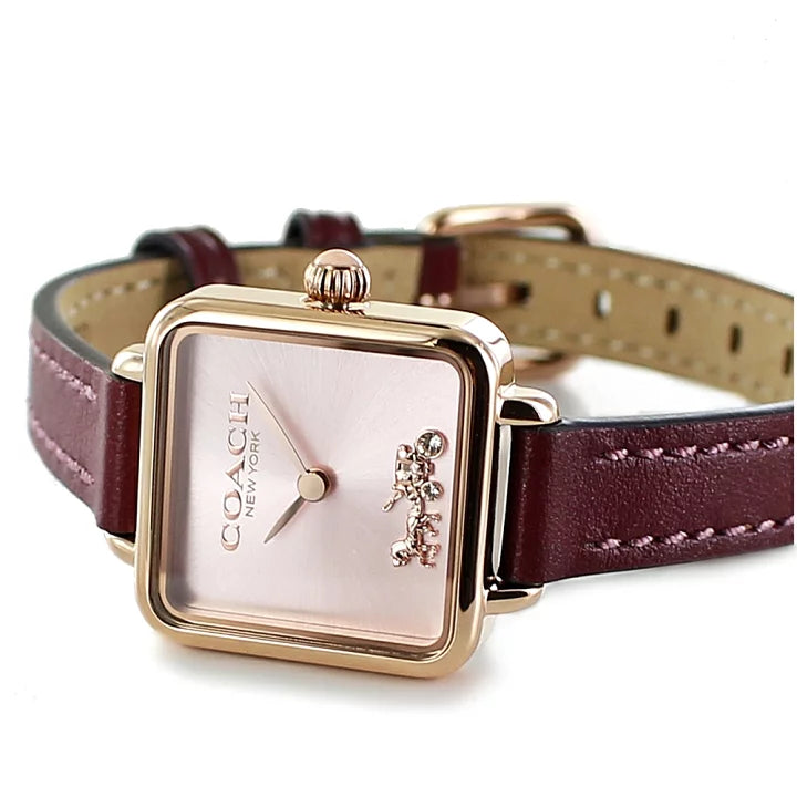 Women's Coach Cass Basic Slim Light Pink Square Dial Watch - 14504229
