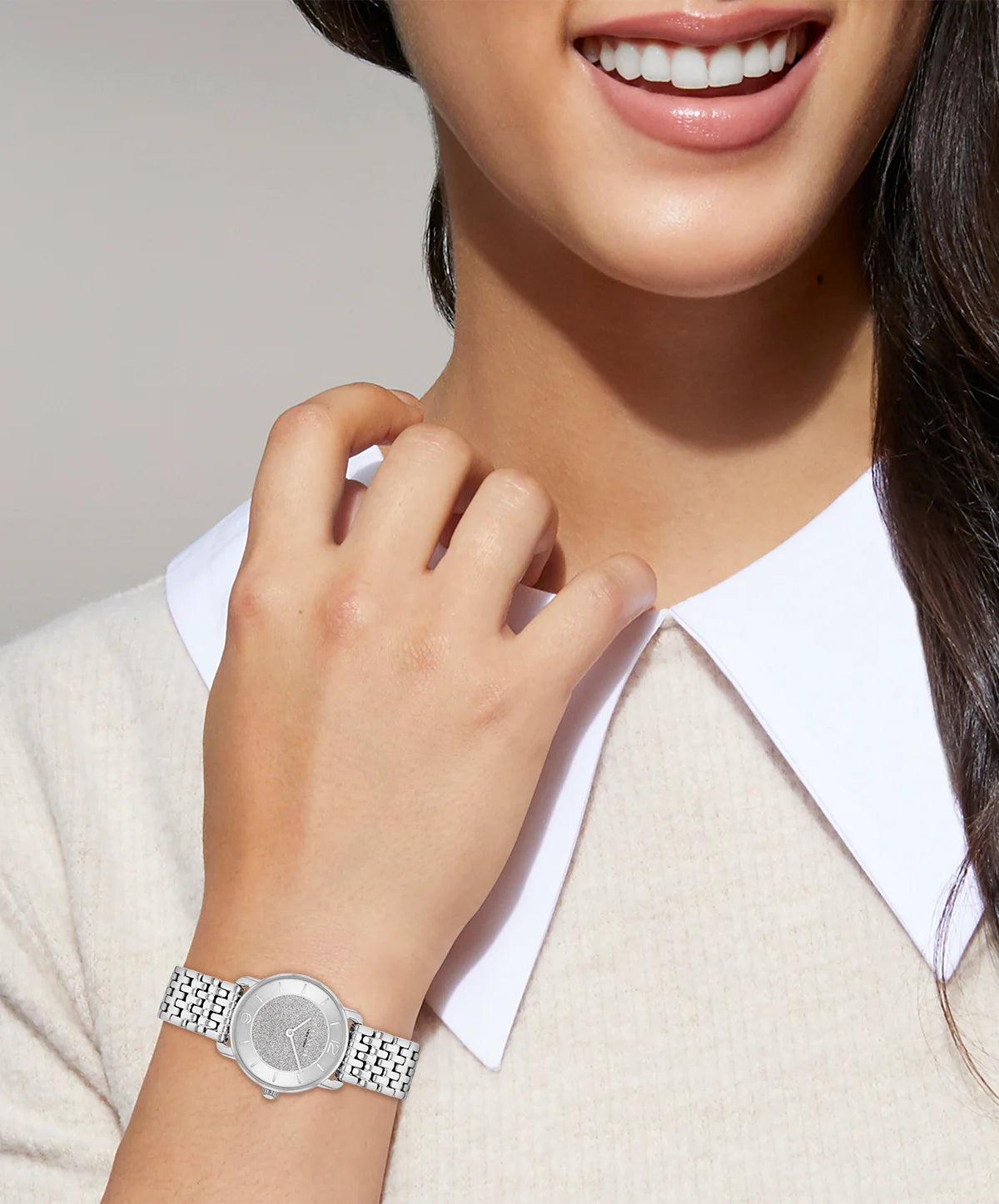 COACH Elliot Silver-Tone Glitter Dial Stainless Steel Bracelet Watch 28mm - 14504369