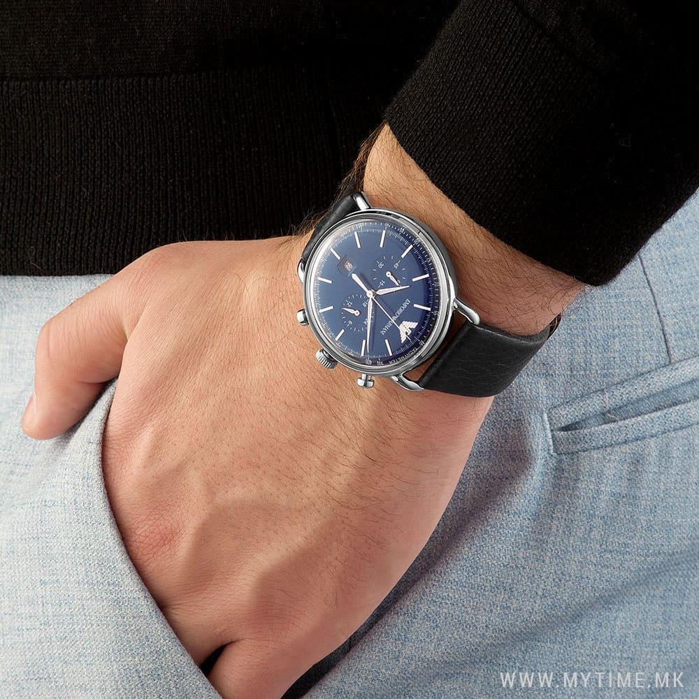 Men's Emporio Armani Aviator Blue Dial 43mm Watch - AR11105