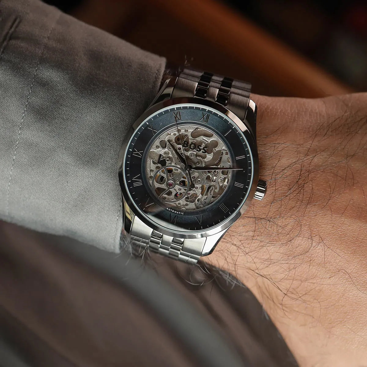 Men's Boss Principle Skeleton Mech-Automatic Watch- 1514254
