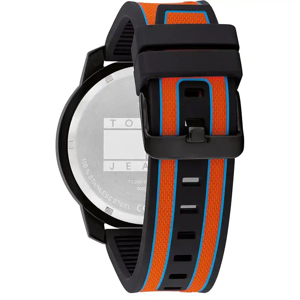 Tommy Hilfiger Black & Orange Silicone Multi-function Men's Watch - 1710583