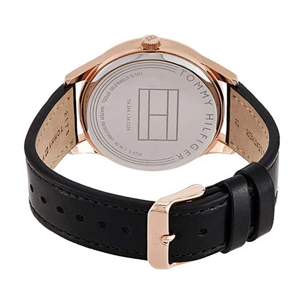 Tommy Hilfiger Damon Quartz  Black Leather Strap Men's Watch - 1791419