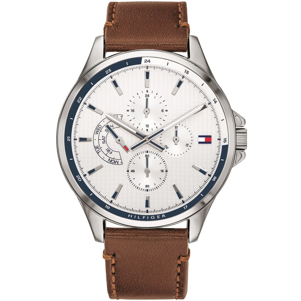 Men's Tommy Hilfiger Brown Leather Shawn 44mm Watch - 1791614