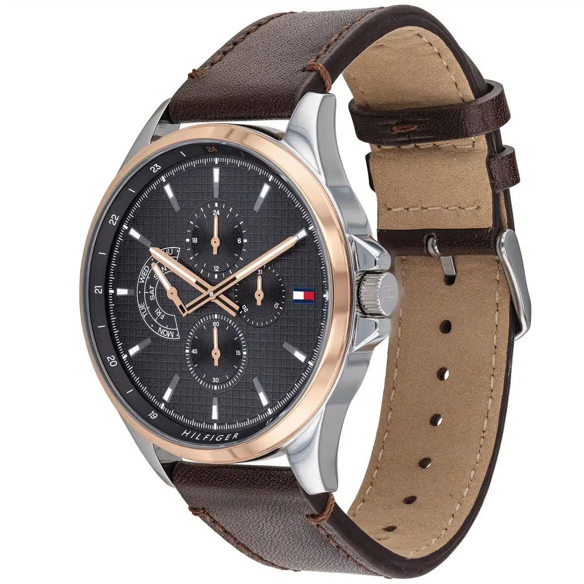 Men's Tommy Hilfiger Shawn Brown Leather 44mm Watch - 1791615