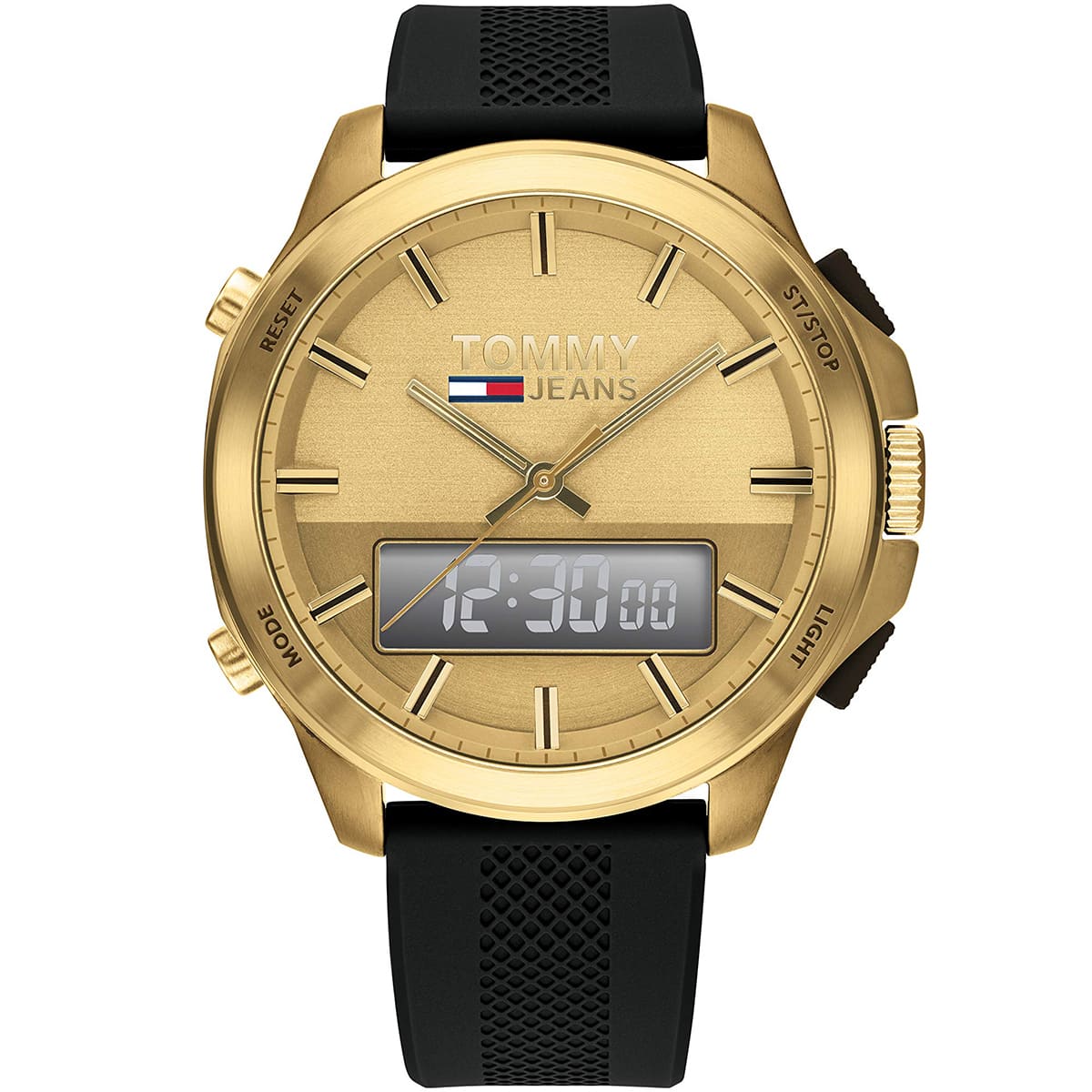Tommy Hilfiger Gold Dial Black Silicone Men's Watch - 1791762
