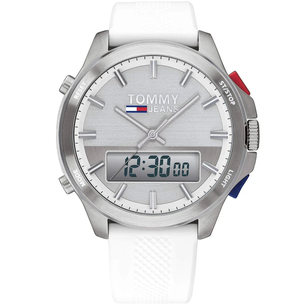 Tommy Hilfiger Silver Dial White Silicone Men's Watch - 1791764