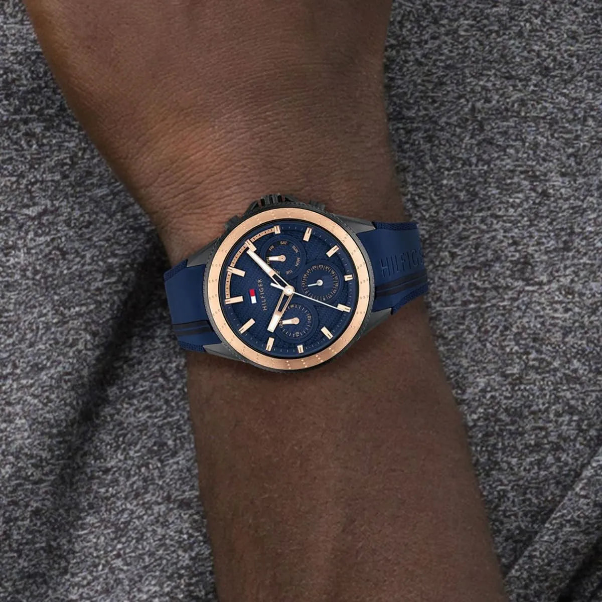 Men's Tommy Hilfiger Aiden Blue Rubber Strap 44mm Watch 1791860