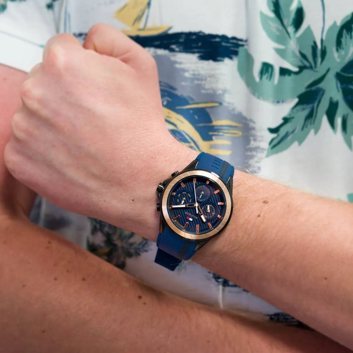 Men's Tommy Hilfiger Aiden Blue Rubber Strap 44mm Watch 1791860