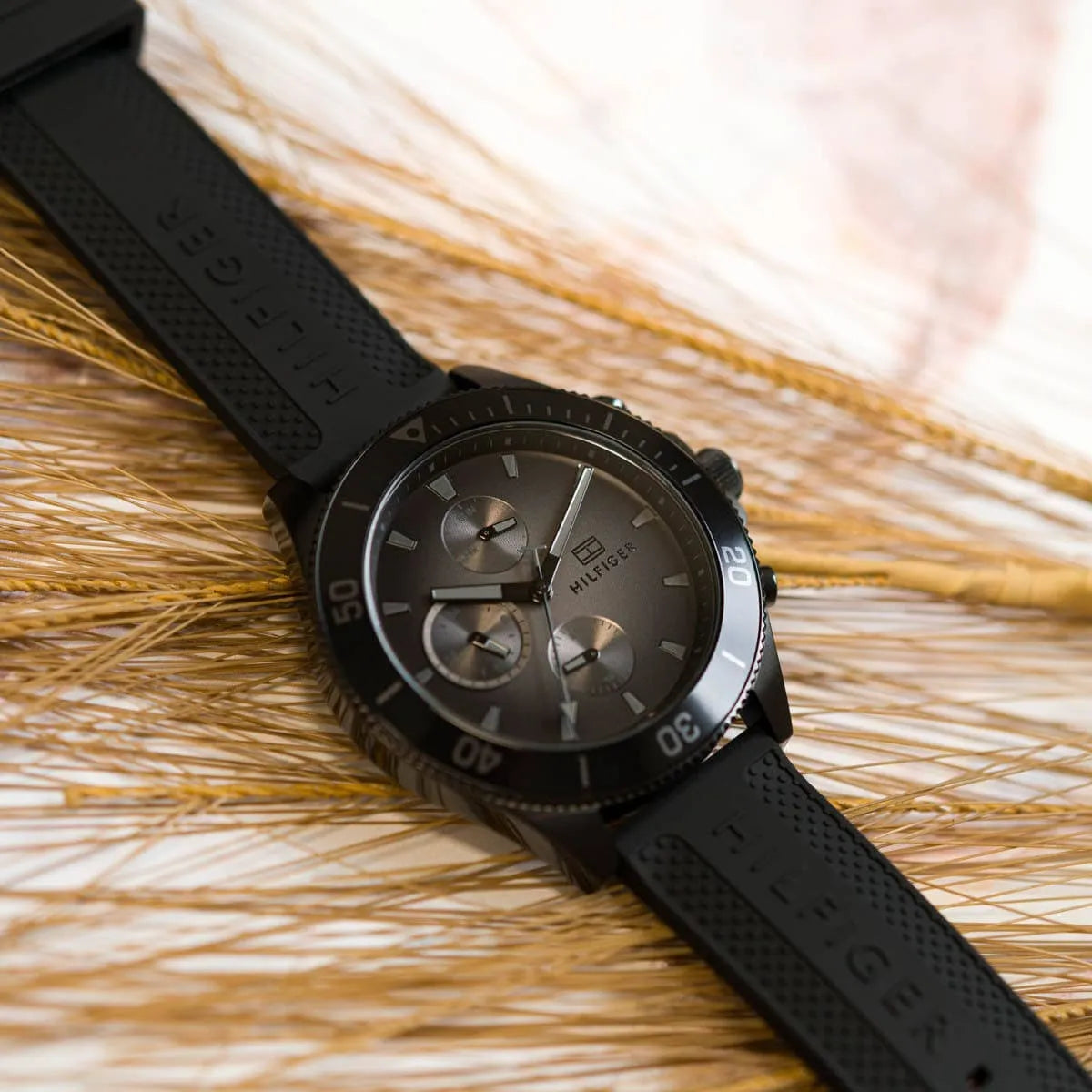 Tommy Hilfiger Black Silicone Multi-function Men's Watch - 1791921