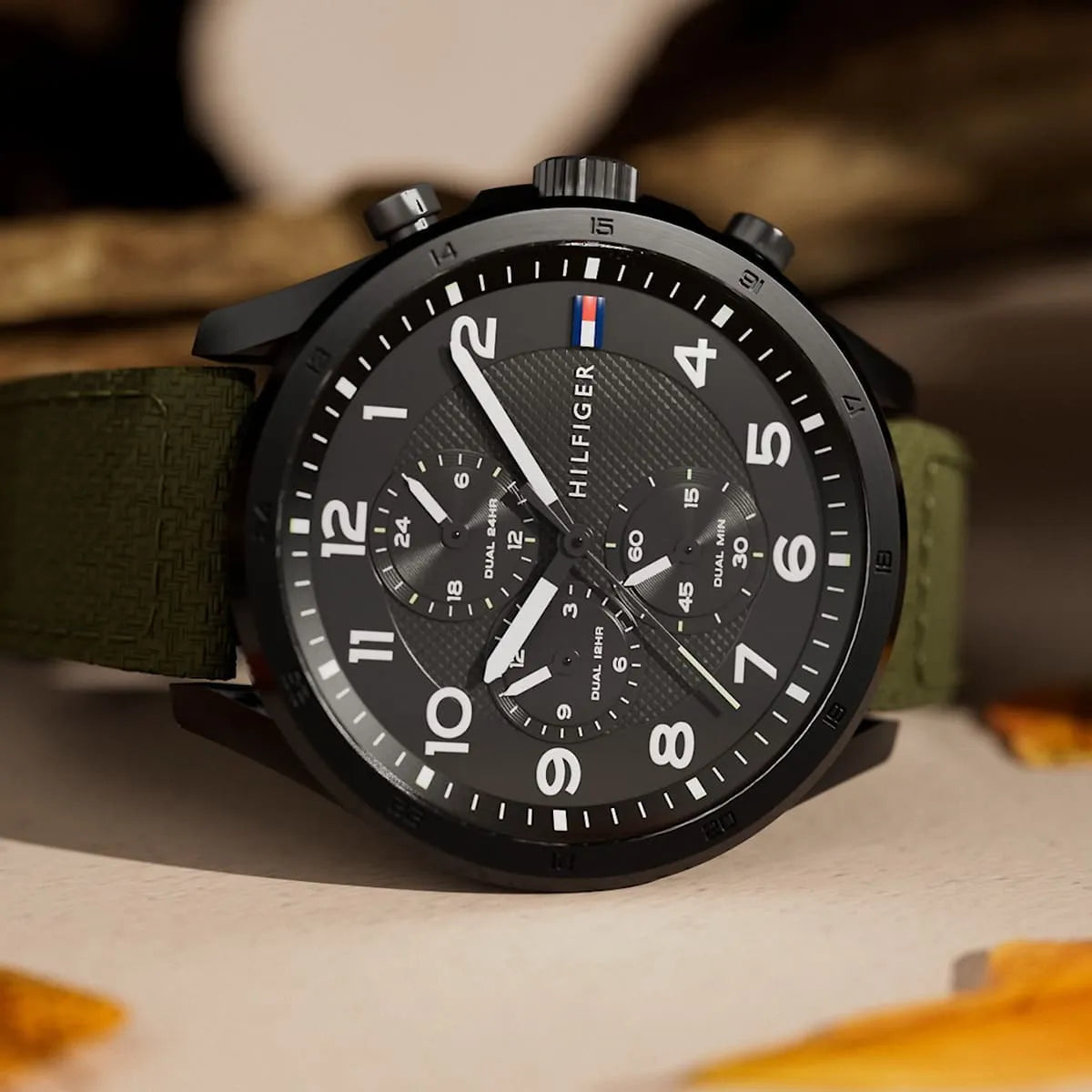 Tommy Hilfiger Quartz Green Nylon Strap Black Dial Men's Watch - 1792006