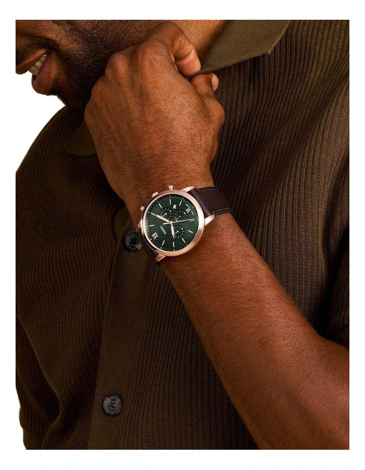 Men's Fossil Neutra Chronograph Brown Leather Watch - FS6073