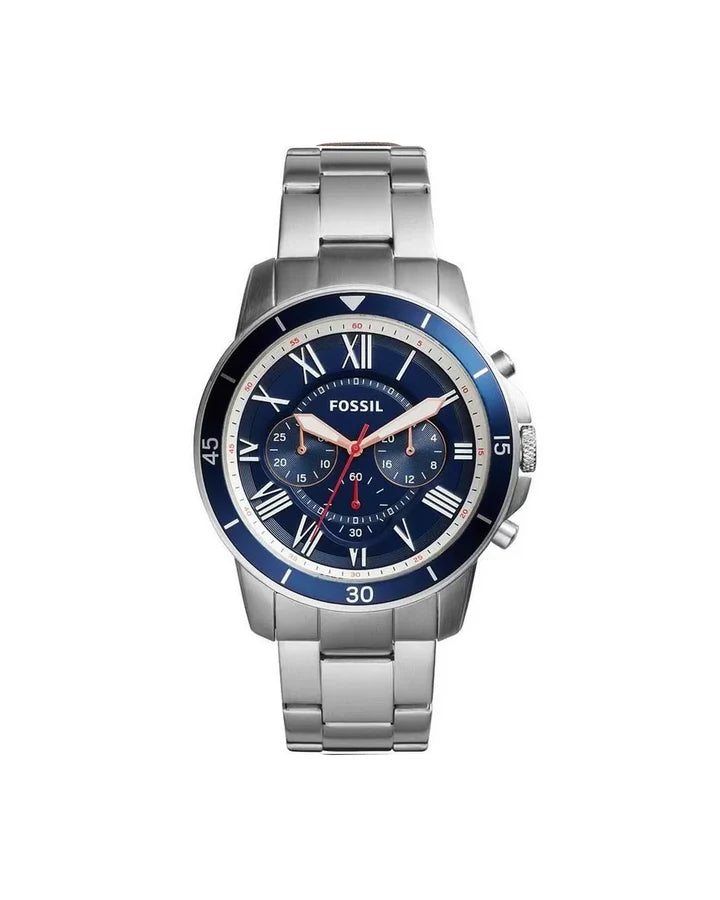 Men's Fossil Grant Sport Chronograph Blue Dial Stainless Steel Watch 44mm - FS5238