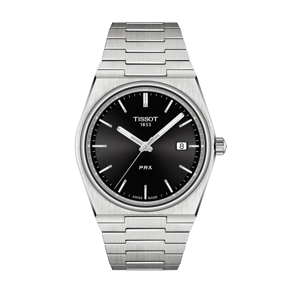 Men's Tissot PRX Swiss Quartz Black Dial Stainless Steel Watch 40mm - T137.410.11.051.00
