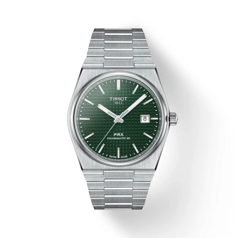 Men's Tissot PRX Powermatic 80 Green Waffle Dial 40mm Watch - T137.407.11.091.00