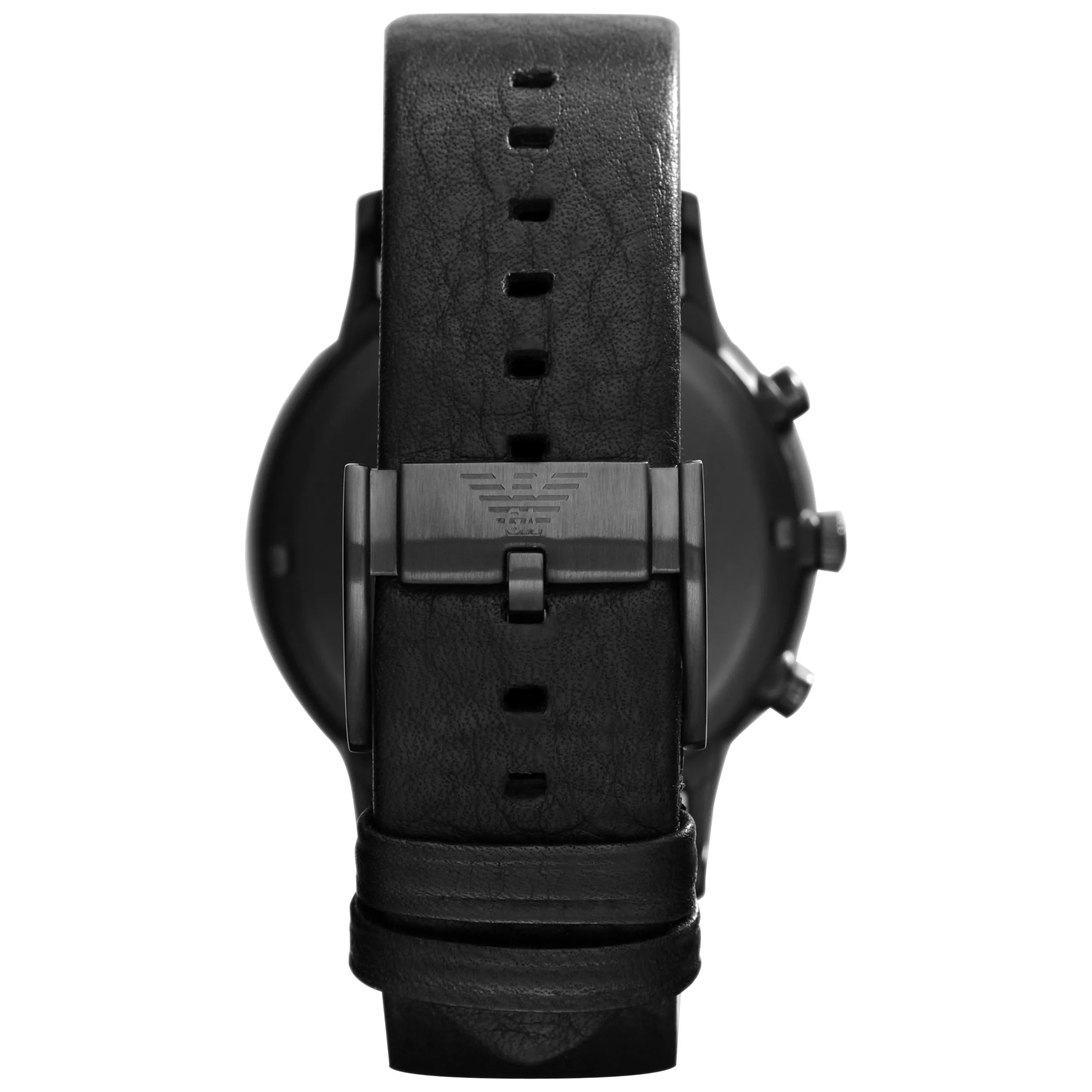 Men's Emporio Armani Renato Black Round Leather Watch - AR2461