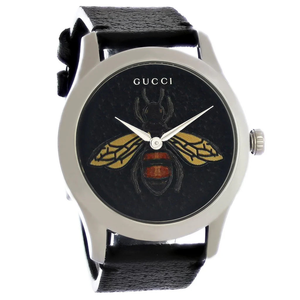 Unisex Gucci G-Timeless Black Leather Watch -YA1264067