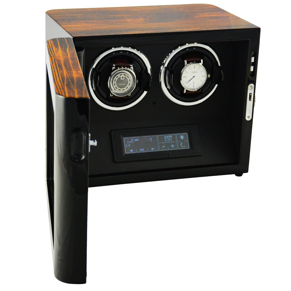 Wooden Dual watch winder (LED Interior Backlight)