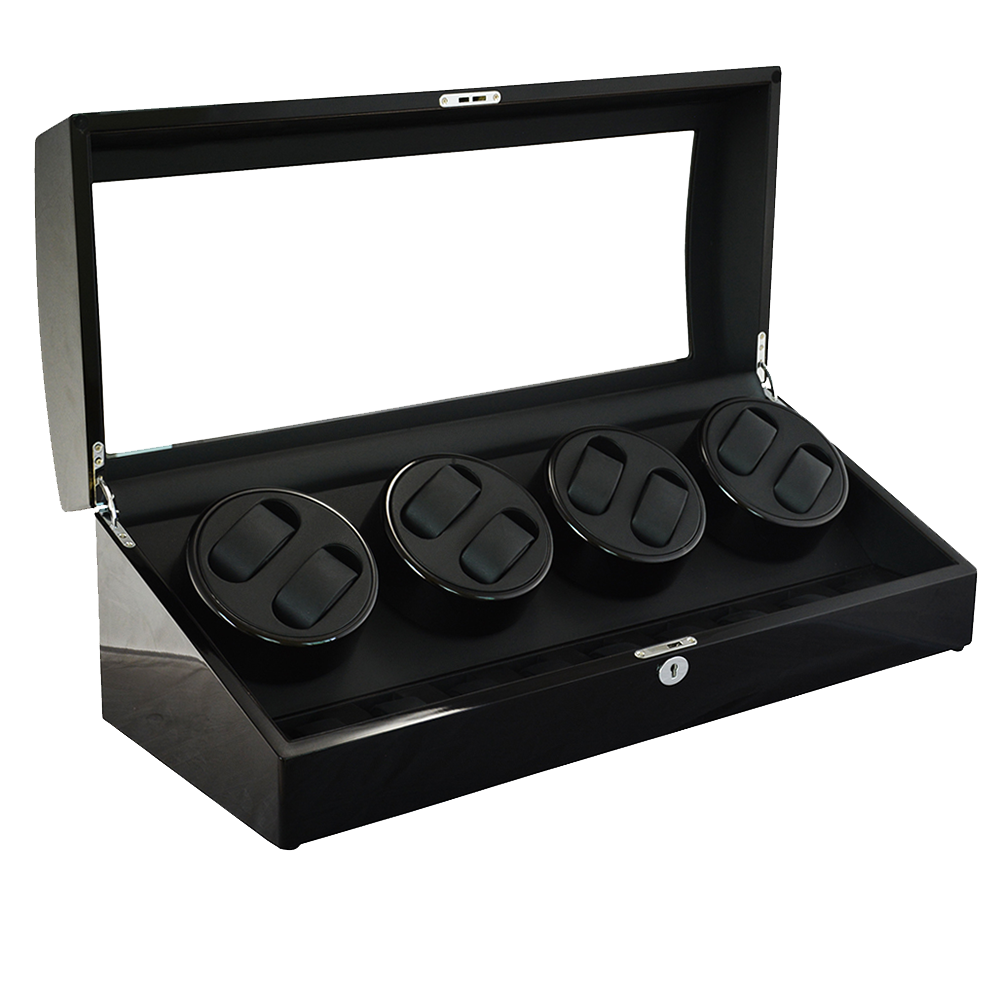 Quad Black / Wooden Watch Winder (8+9 watches)