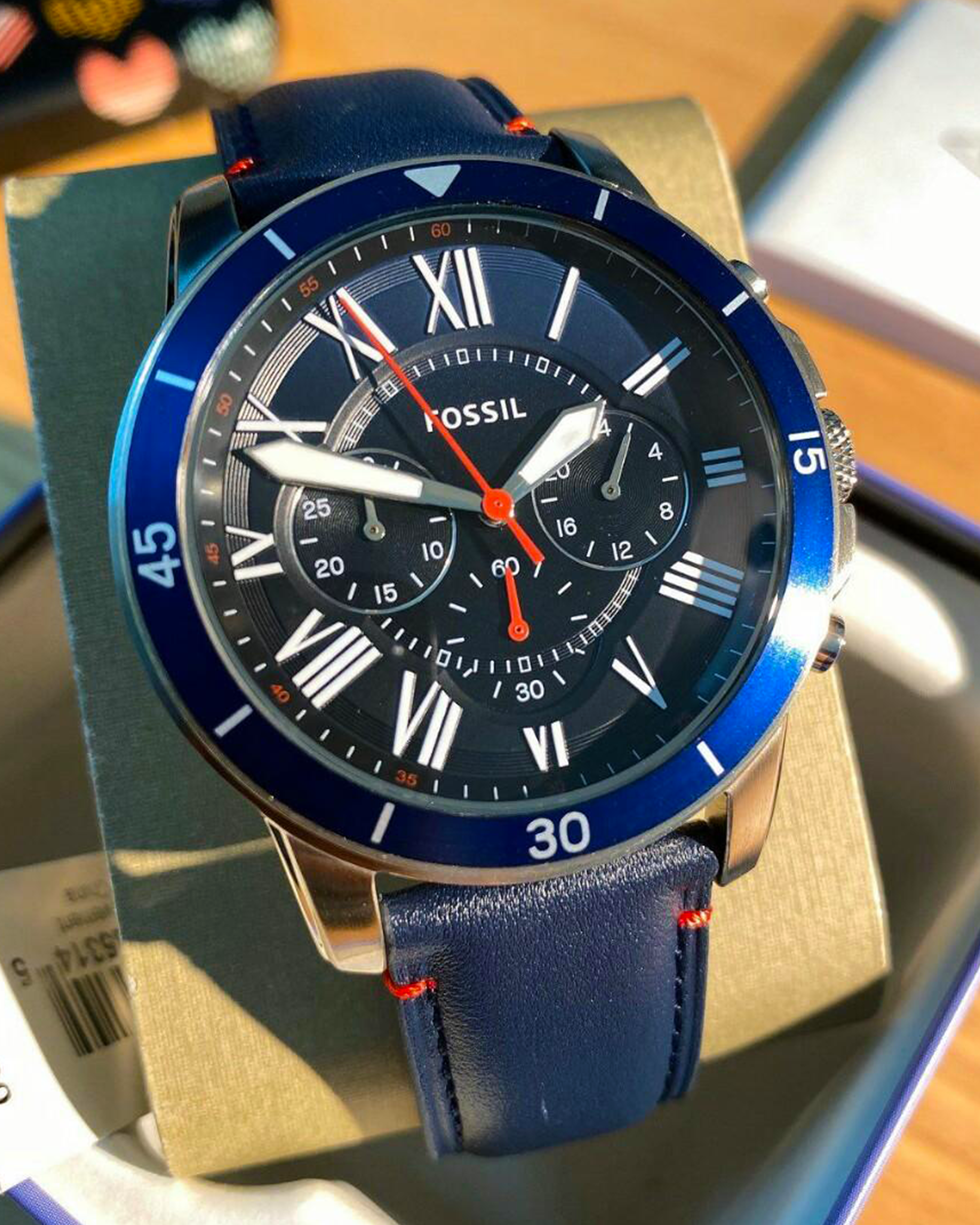 Fossil Men's Blue Leather Watch - FS5373