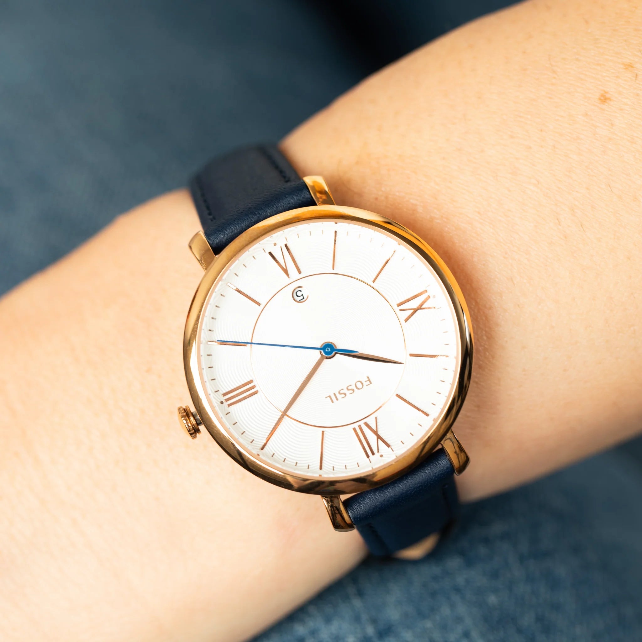 Women's Jacqueline Navy Leather Watch - ES3843