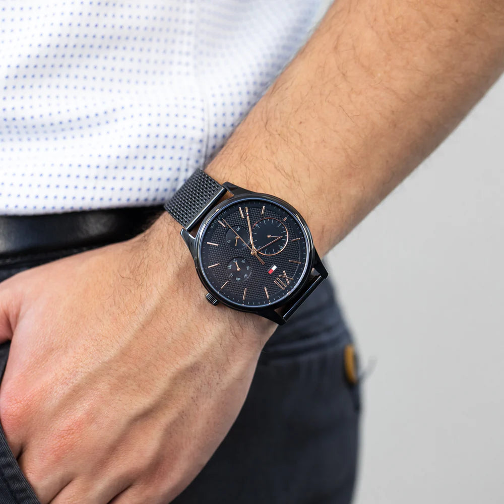 Tommy Hilfiger Black Mesh Men's Multi-function Watch - 1791420