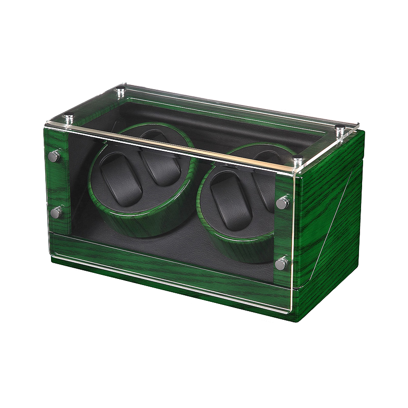Green & Transparent Double Watch Winders (Winding 4 Watches)