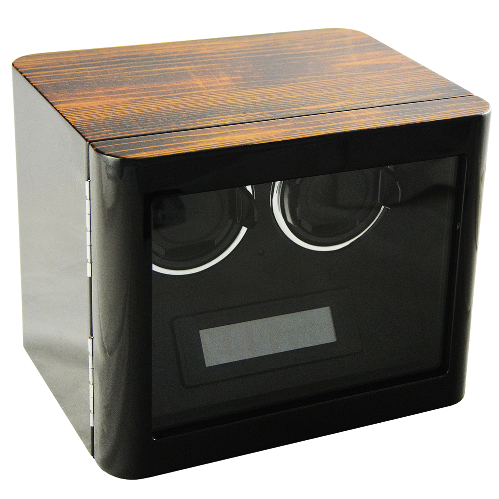Wooden Dual watch winder (LED Interior Backlight)