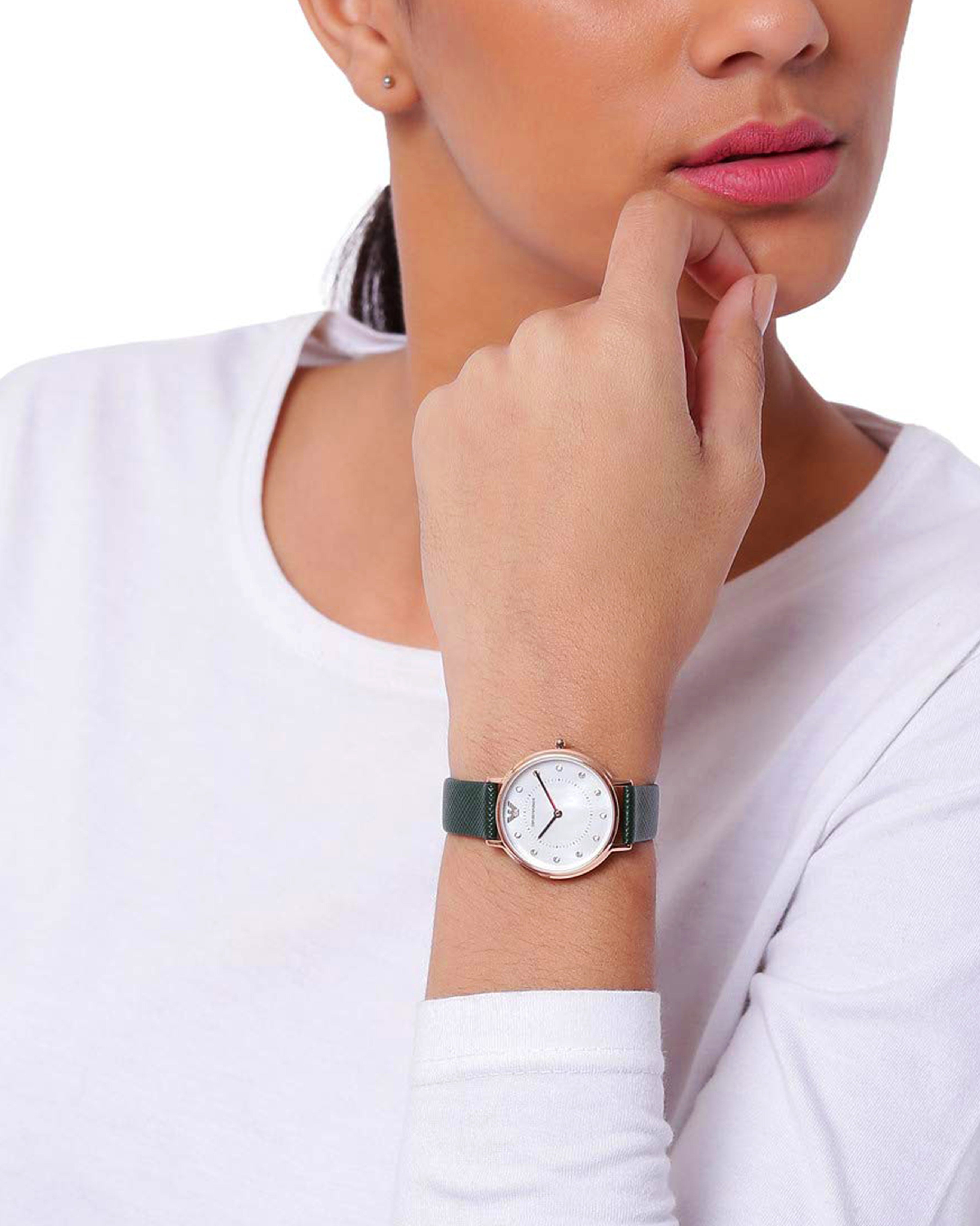 Women's Emporio Armani Kappa Green Leather Watch-  AR11150