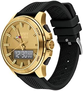 Tommy Hilfiger Gold Dial Black Silicone Men's Watch - 1791762