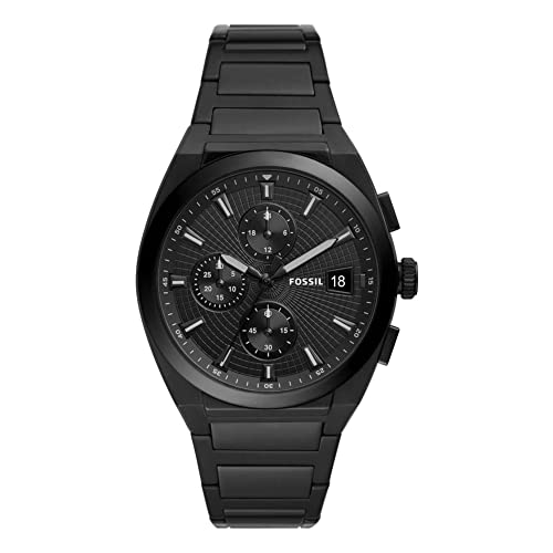 Men's Fossil Everett Chronograph Black Stainless Steel Watch- FS5797