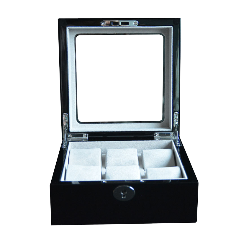 6-slot square wooden watch case