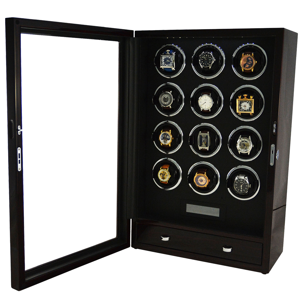 12 Rotation Wooden watch winder (Digital display & control)
