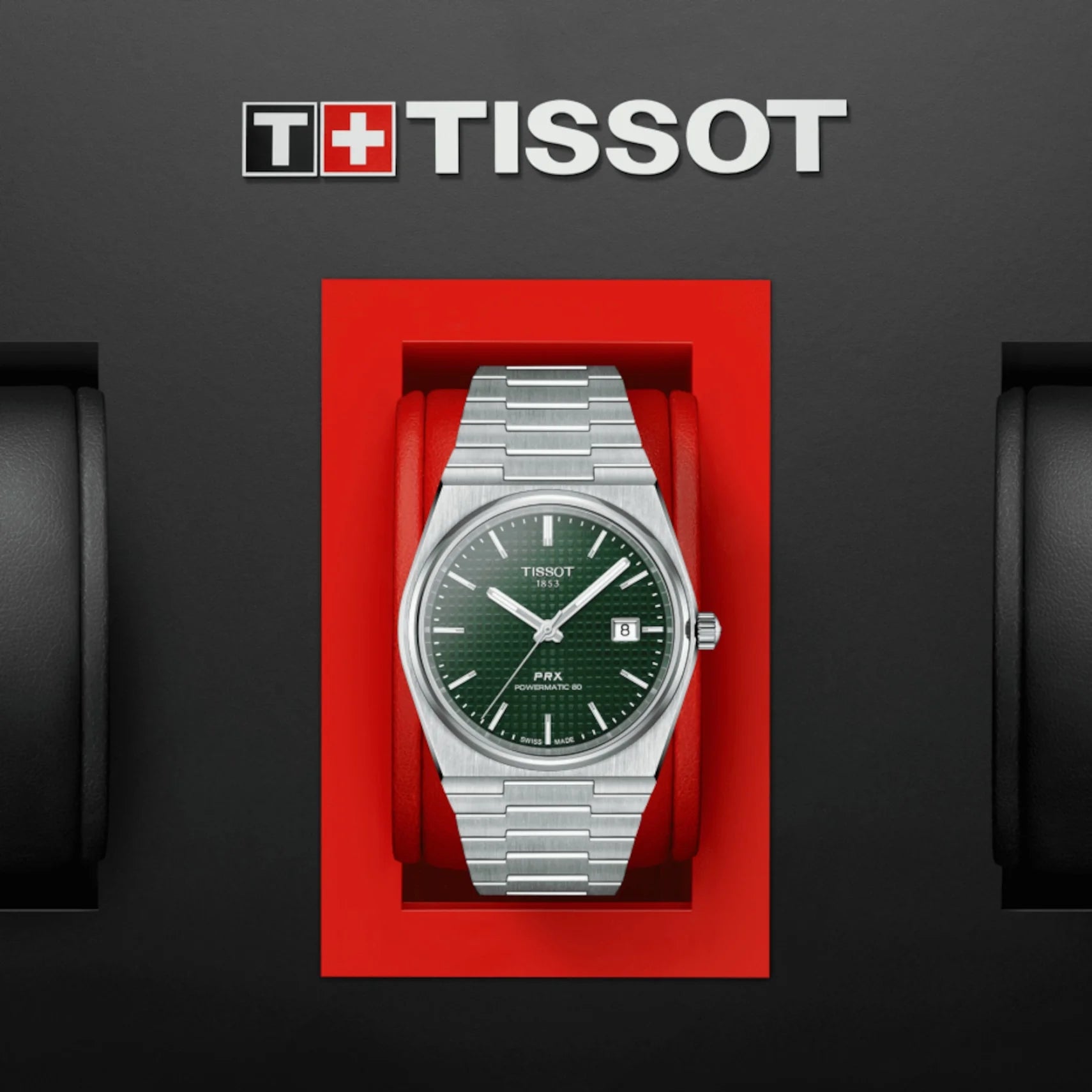 Men's Tissot PRX Powermatic 80 Dark Green Waffle Dial Stainless Steel Watch 40mm - T137.407.11.091.00