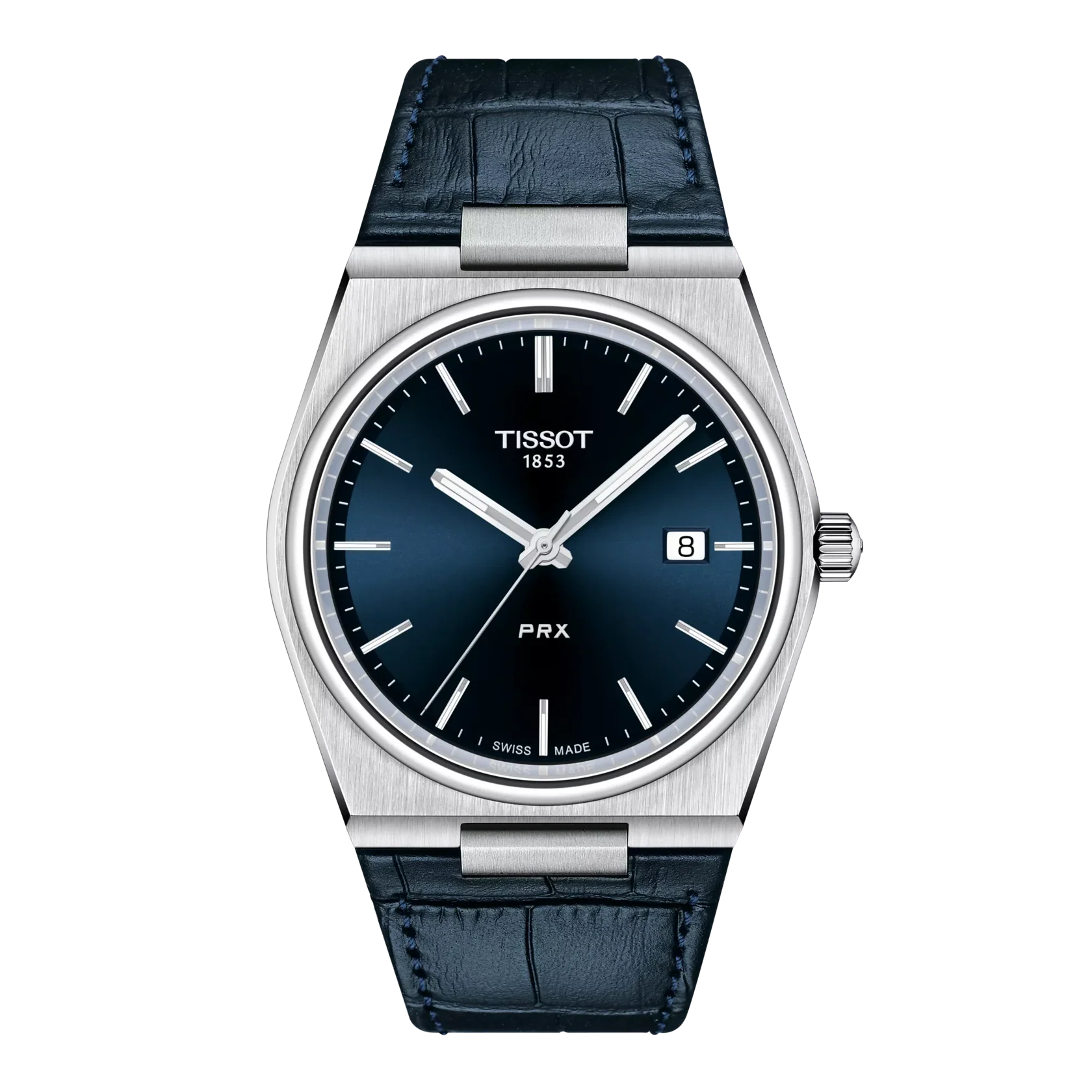 Men's Tissot PRX Swiss Quartz Blue Dial Blue Leather Watch 40mm - T137.410.16.041.00