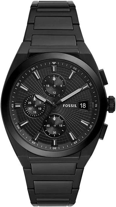 Men's Fossil Everett Chronograph Black Stainless Steel Watch- FS5797