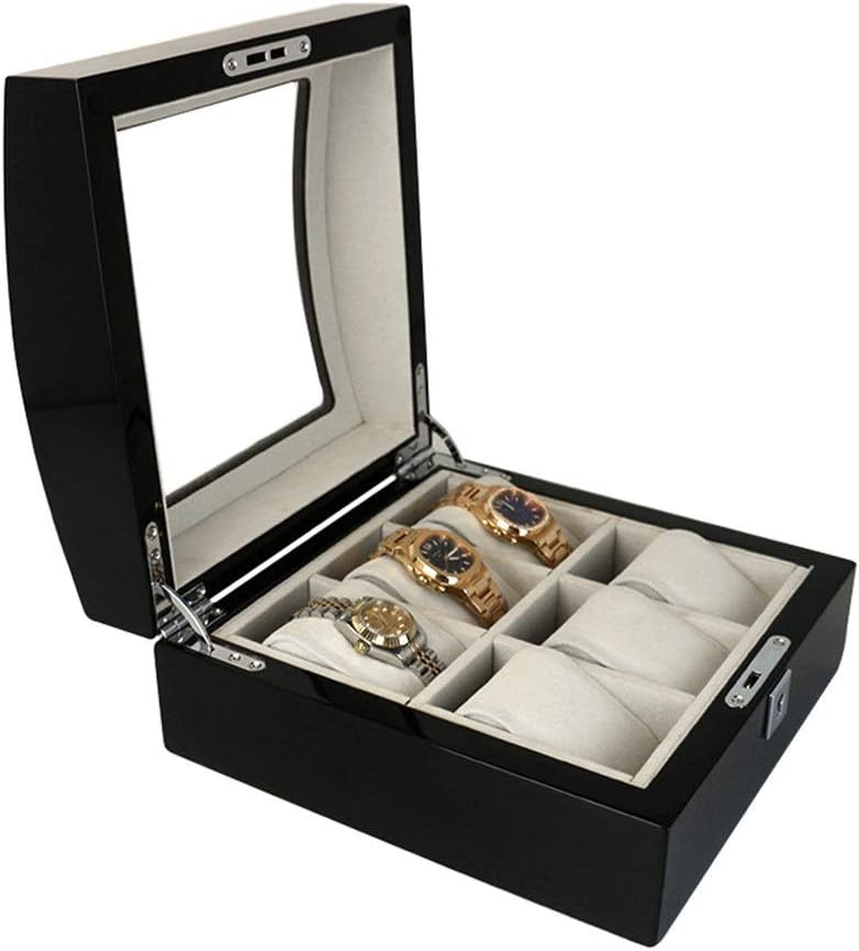 6-slot square wooden watch case