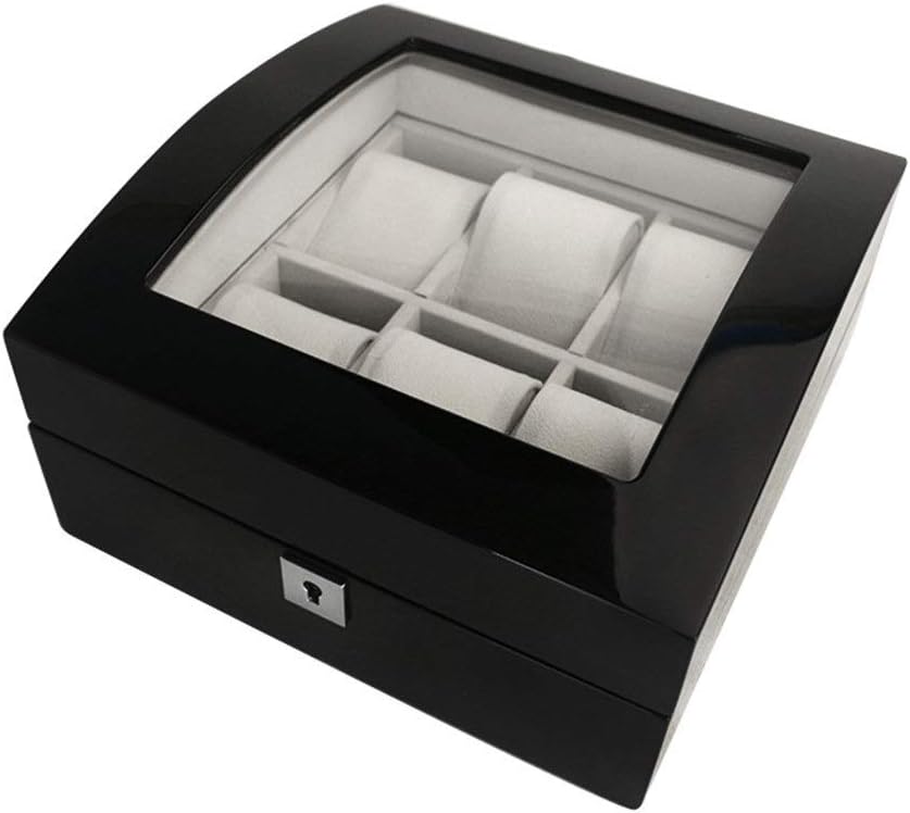 6-slot square wooden watch case