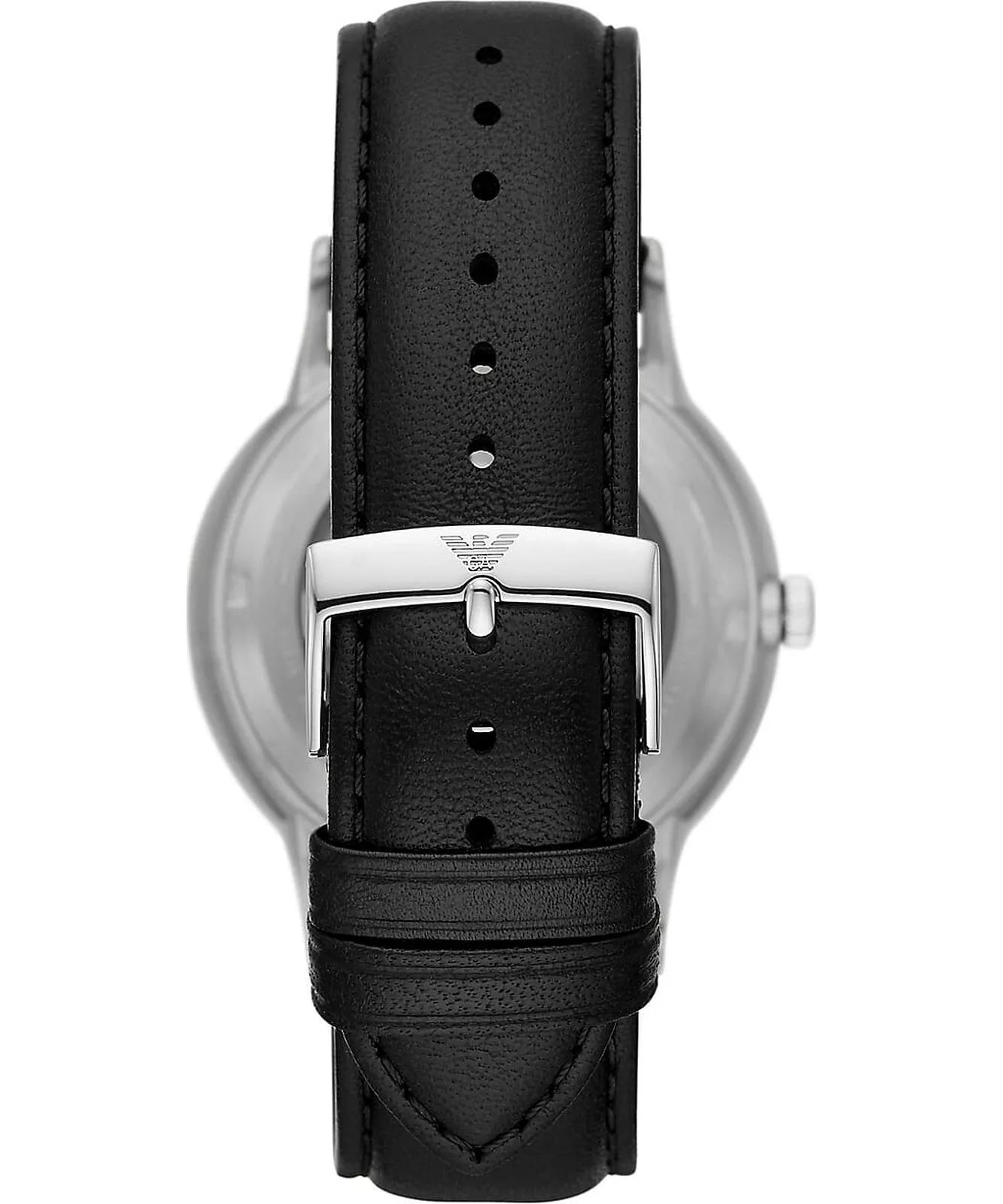 Men's Emporio Armani Automatic Black Leather Strap Watch - AR60038