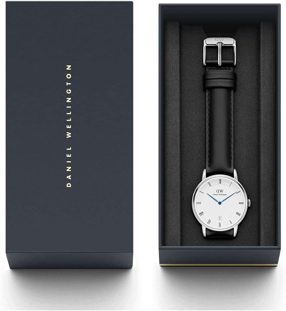 Daniel Wellington Dapper Sheffield White Dial Black Leather Strap Women's Watch - DW00100096