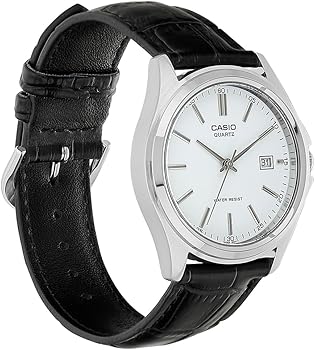 Men's Casio Dress Analogue Silver Dial Black Leather Strap 38mm - MTP-1183E-7AJH