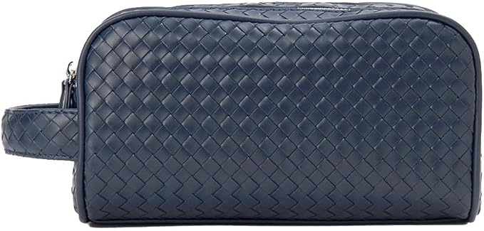 Monte SPIGA MOSL1747MENV NAVY Blue Faux Leather Mesh Design Double Zipper Clutch Bag