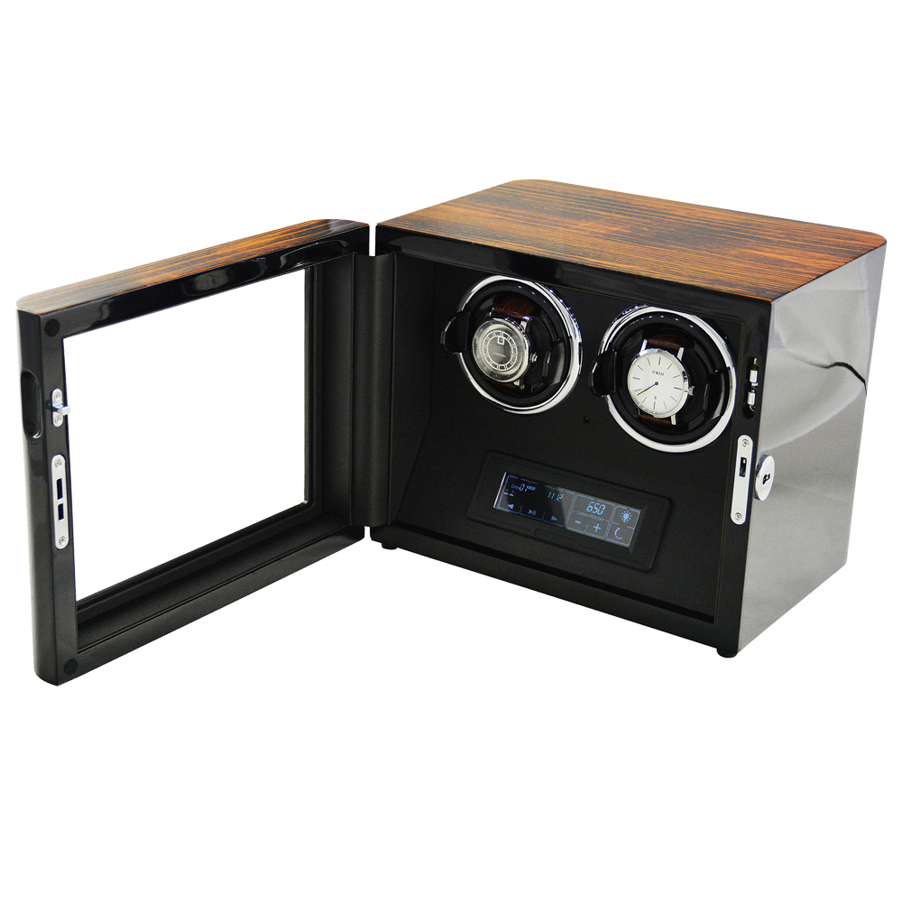 Wooden Dual watch winder (LED Interior Backlight)