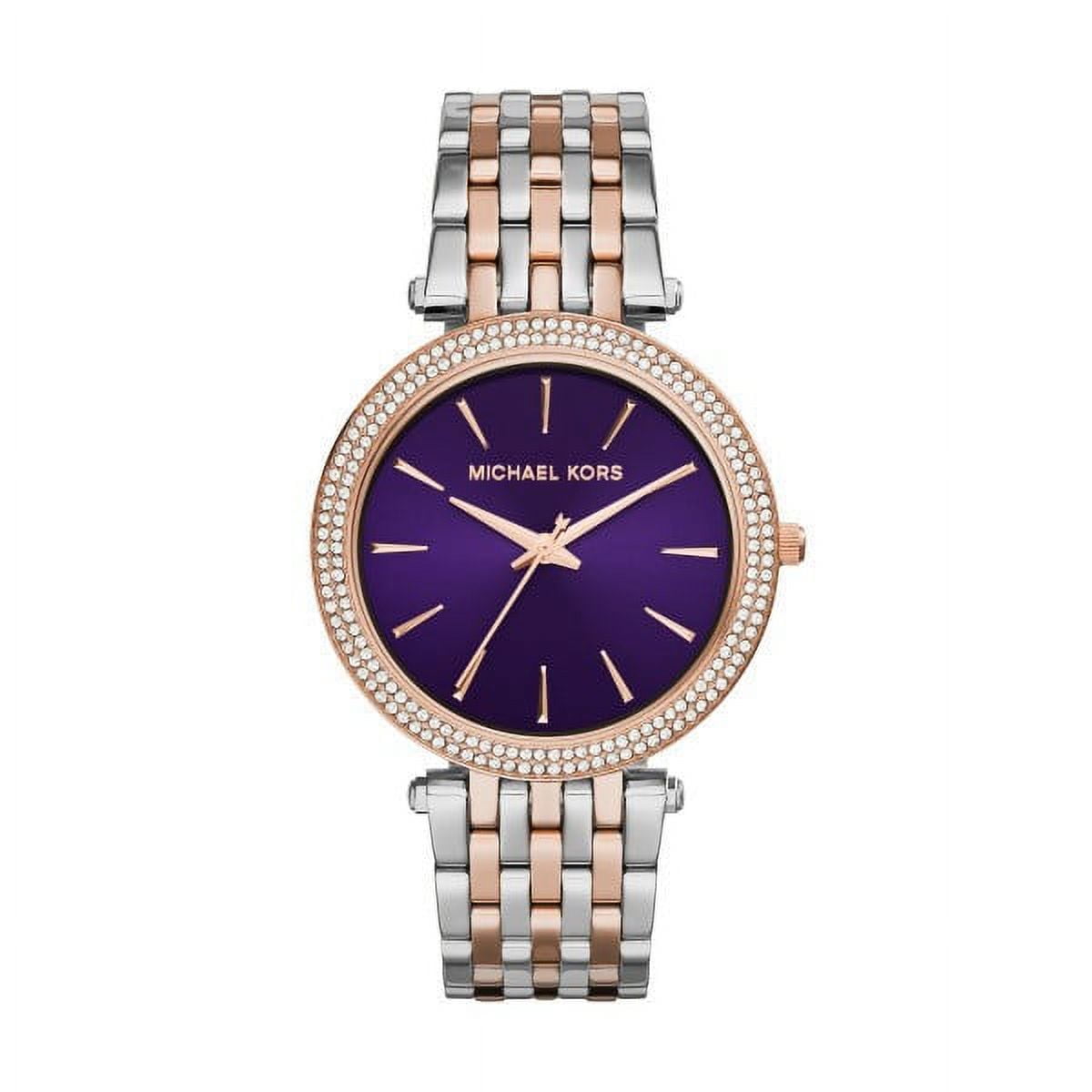 Michael Kors Darci Purple Dial Two Tone Steel Strap Watch for Women - MK3353