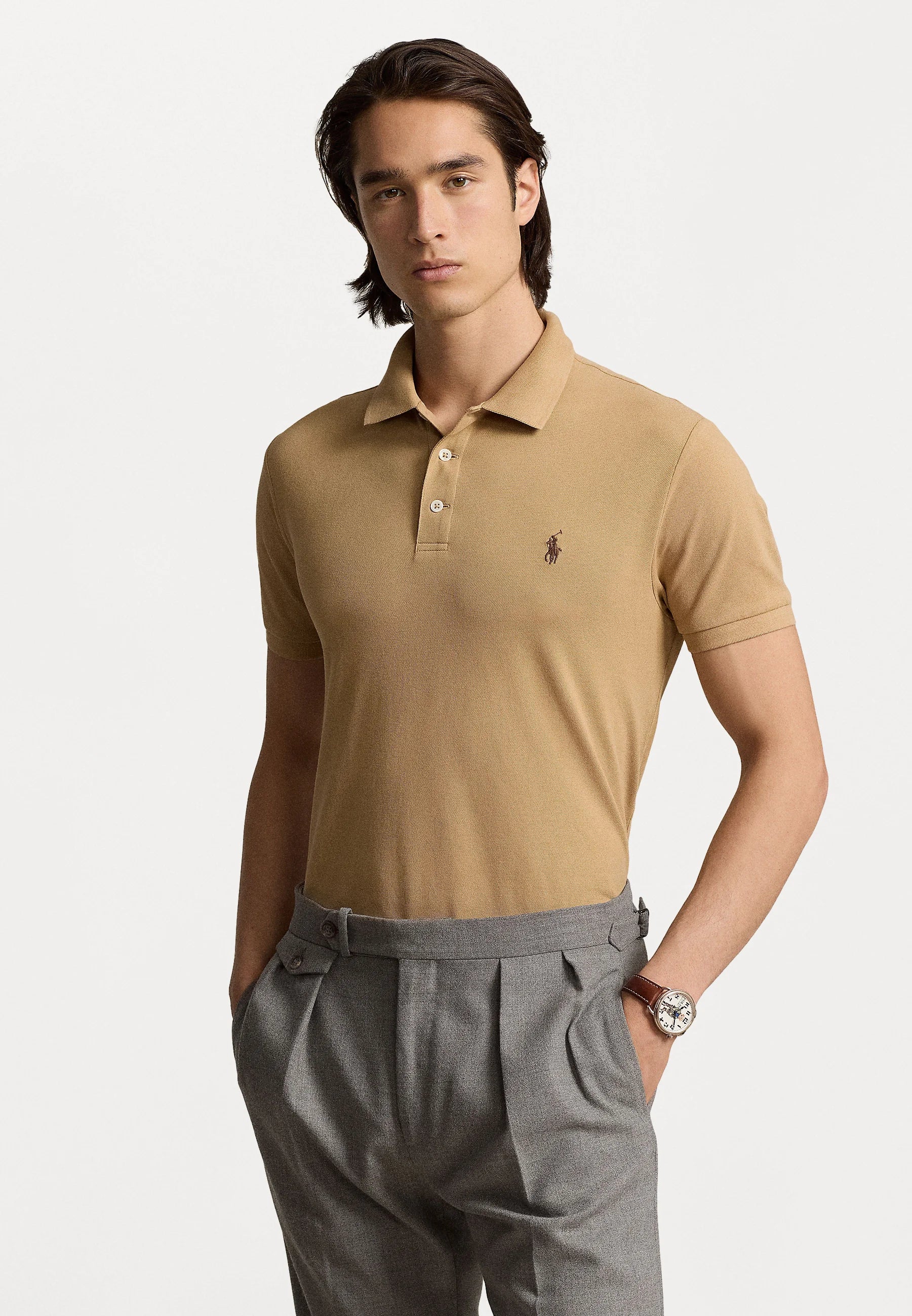 The Iconic Mesh Polo Shirt -Camel  710938690010 XL