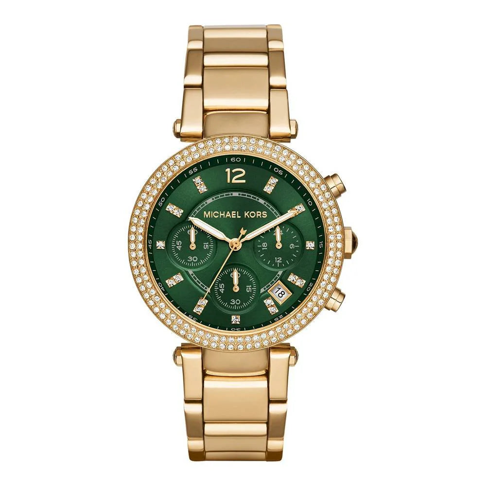 Michael Kors Parker Chronograph Green Dial gold ladies watch mk6263